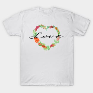 Love Flower Wreath T-Shirt